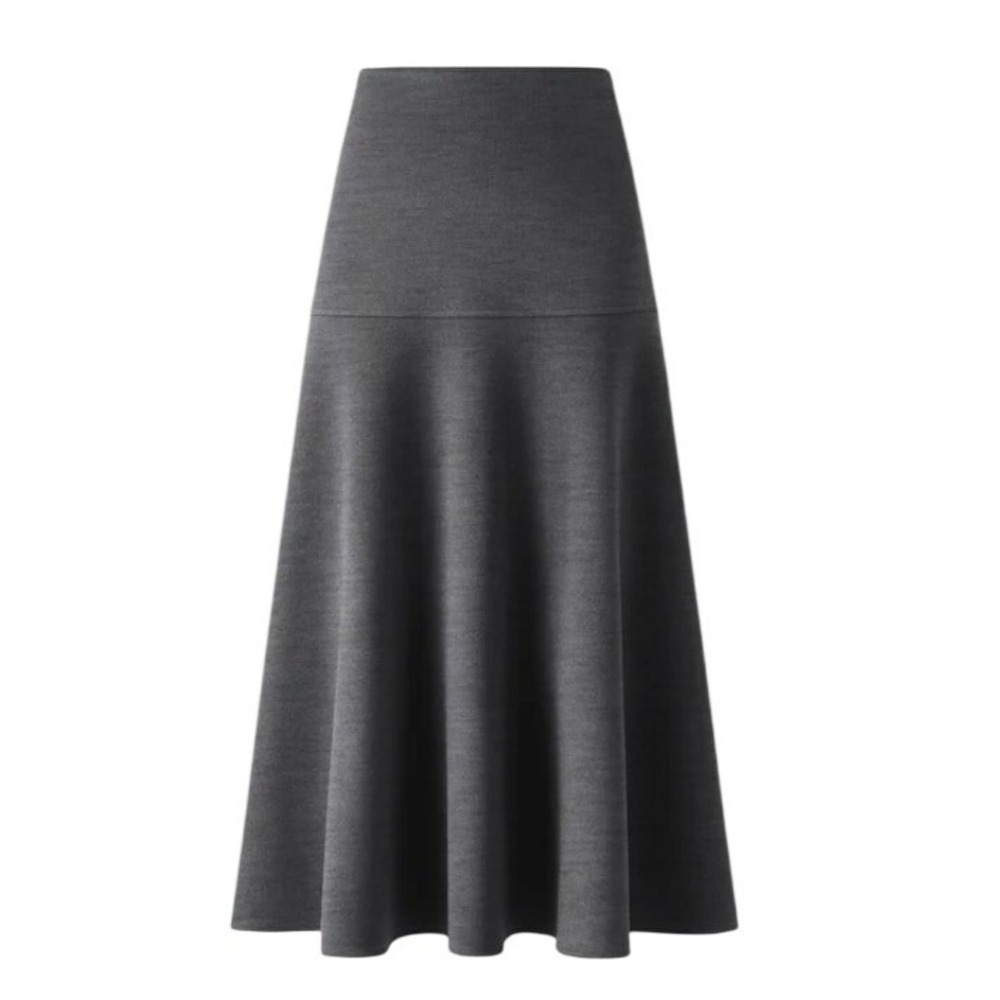 NWT OGL FuzzLuxe Cashmere-like Flared Maxi Skirt Heather Black/Dark Gray Size XS